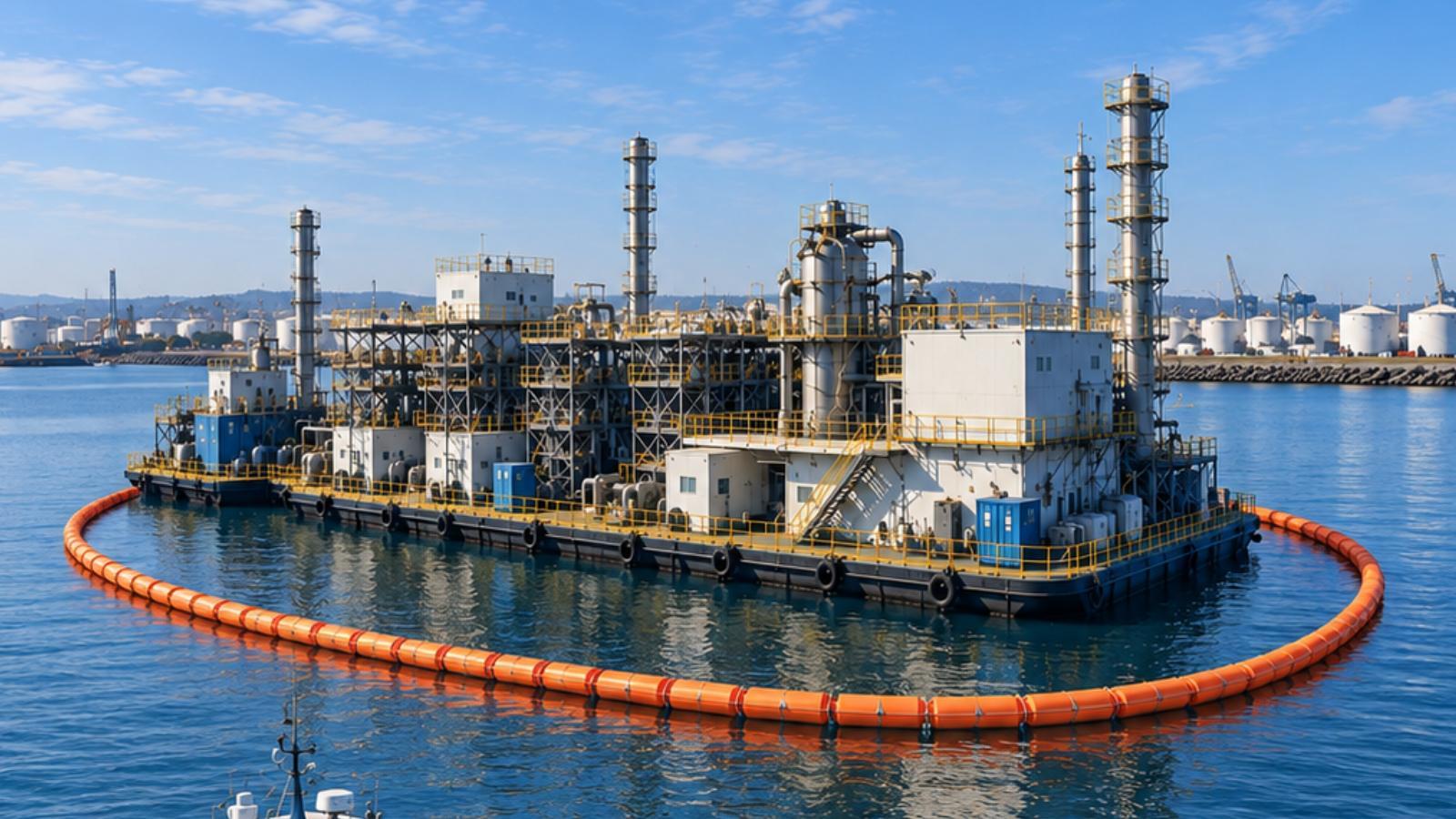 Sistema de barreras flotantes de contención durante tareas de inspección y mantenimiento